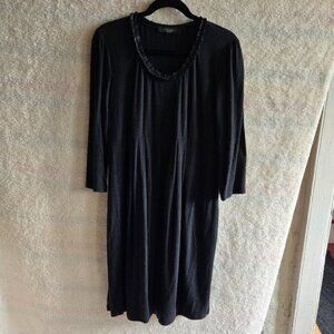 MaxMara Weekend Casual Charcoal Long Sleeve Dress w Ruffle Collar